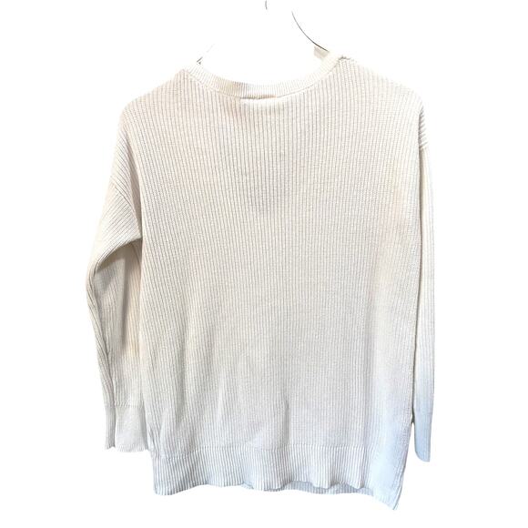 Gap Sweater Women's V-Neck White Basic Long Sleeve Cable Knit Cabin Small - Picture 7 of 10